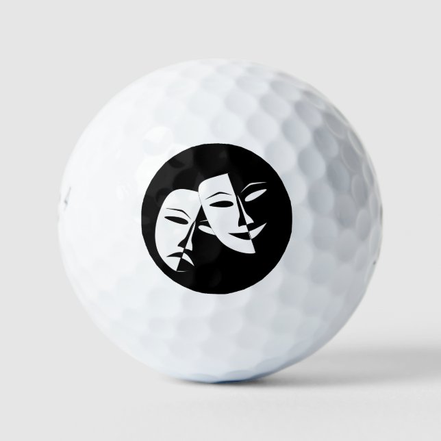 Pelotas De Golf Comedia de vidrio/Tragedia en blanco y negro (Anverso)