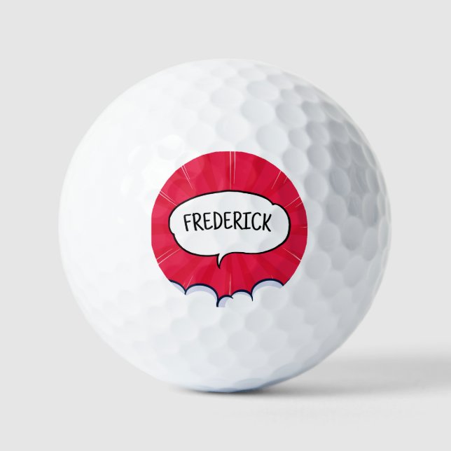 Pelotas De Golf Comic book divertido nombre personalizado moda (Anverso)