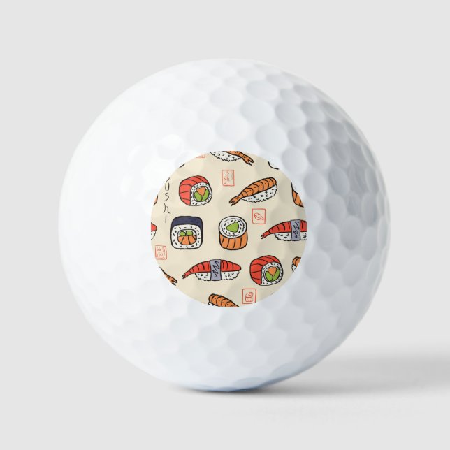 Pelotas De Golf Comida de sushi, diseño de patrones impecable. (Anverso)