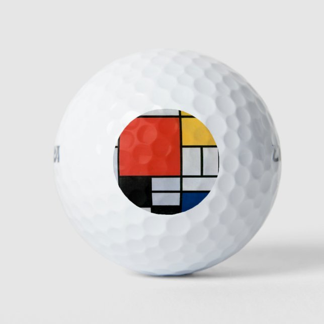 Pelotas De Golf Composición Mondrial Negro Rojo Amarillo (Anverso)