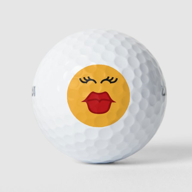 Pelotas de golf con emoticono de beso (Anverso)