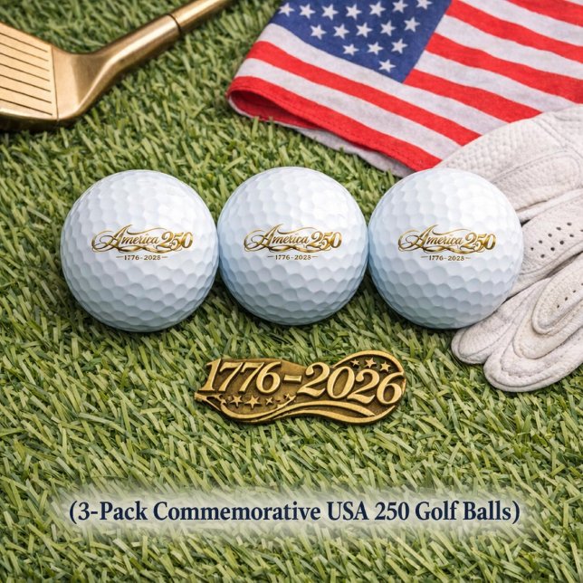 Pelotas de Golf con Letra Dorada Commemorativas Am ( Commemorative America 250 gold‑script golf balls — a meaningful gift for every golfer)
