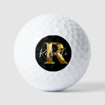 Pelotas de golf con monograma dorado nombre e inic