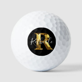 Pelotas de golf con monograma dorado nombre e inic