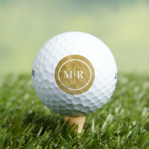 Pelotas de Golf con Monograma Metálico Dorado Blan