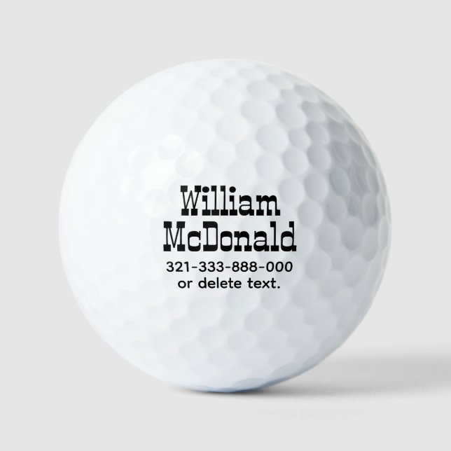 Pelotas de Golf con Nombre Personalizado Plantilla (Anverso)