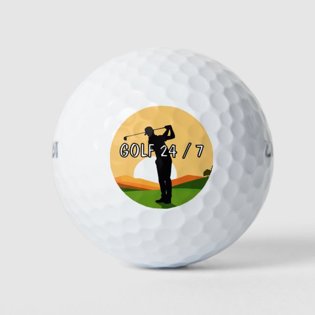 Pelotas de Golf con Tema Divertido de Golf 24/7 (Anverso)