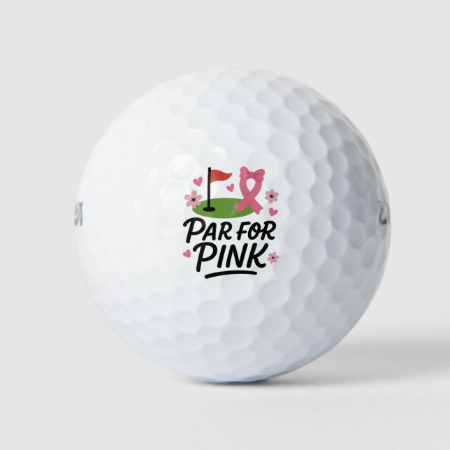 Pelotas De Golf Conciencia sobre el cáncer de mama con cinta rosa  (Anverso)