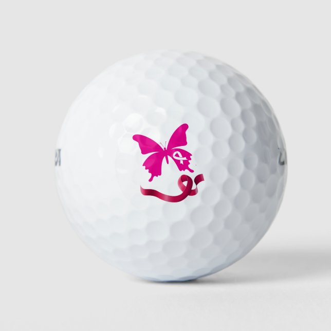 Pelotas De Golf Conciencia sobre el cáncer de mama con cinta rosa (Anverso)