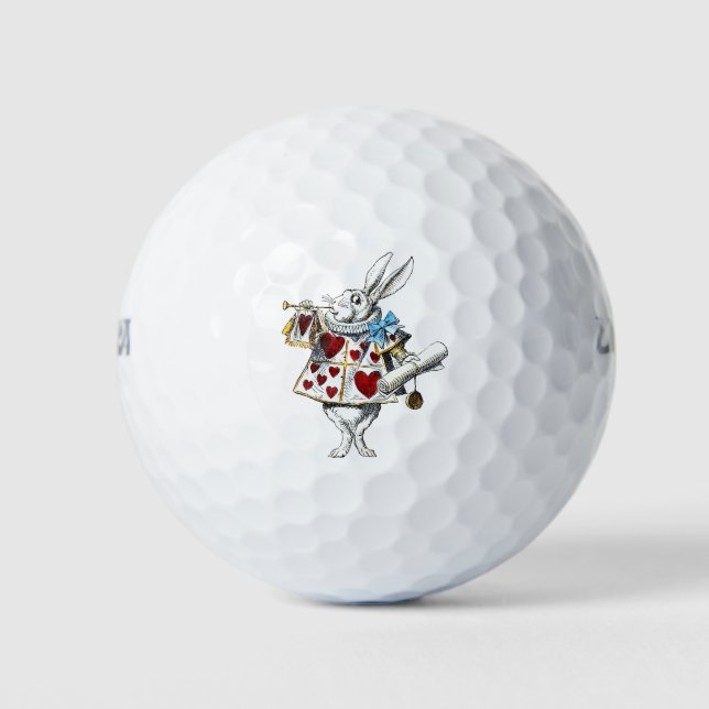 Pelotas De Golf Conejo blanco Alicia Corazones de Maravilla (Anverso)