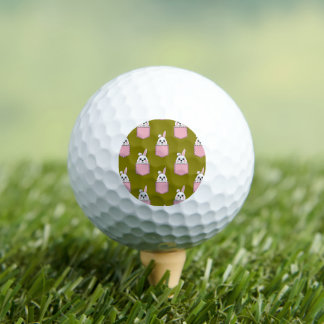 Pelotas De Golf Conejo blanco en patrón de bolsillo rosa