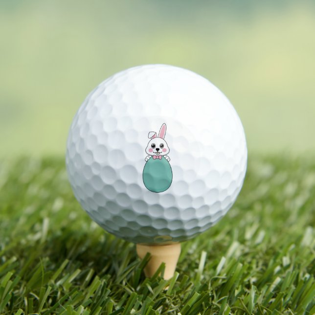 Pelotas De Golf Conejo blanco lindo con huevo de Pascua (Camiseta in situ)