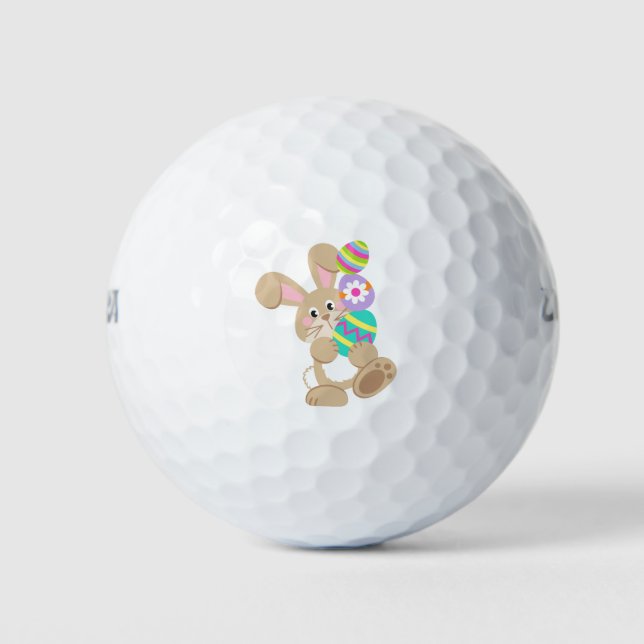 Pelotas De Golf Conejo de Pascua con diseño de huevos (Anverso)