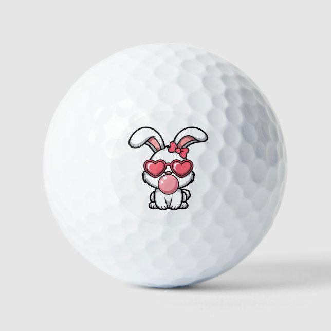 Pelotas De Golf Conejo Kawaii Juguetón con Burbuja de Chicle (Anverso)