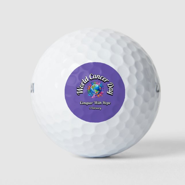 Pelotas De Golf Conquistar Con Esperanza. Día Mundial del Cáncer. (Anverso)