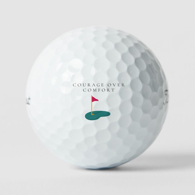 Pelotas De Golf 'Coraje sobre comodidad' Empoderante Motivacional  (Anverso)