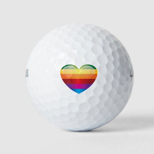 Pelotas De Golf Corazón arcoiris (Anverso)