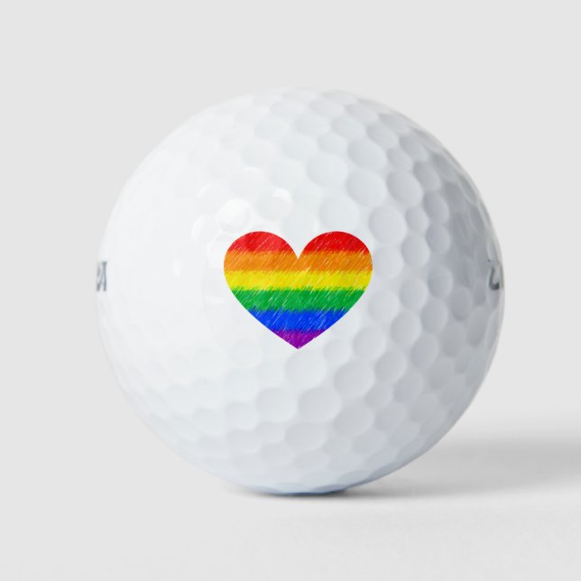 Pelotas De Golf Corazón arcoiris (Anverso)