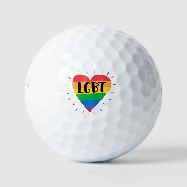Pelotas De Golf Corazón arcoiris LGBT (Anverso)