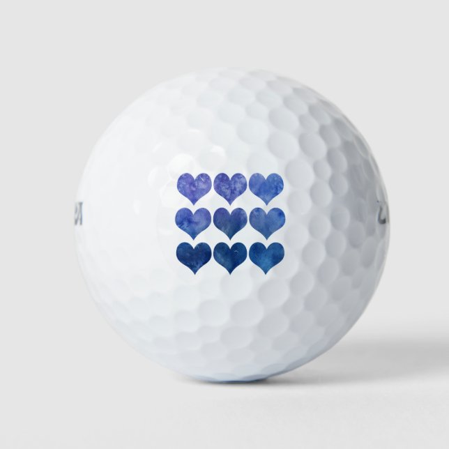 Pelotas De Golf Corazón Azul Abstracto de San Valentín (Anverso)