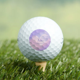 Pelotas De Golf Corazón con gradiente de púrpura y rosa con monogr