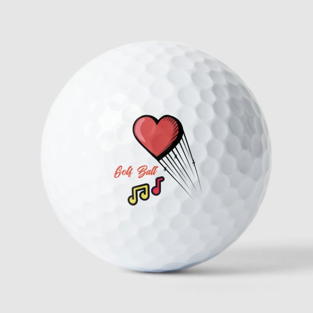 Pelotas De Golf Corazón con música diseñado (Anverso)