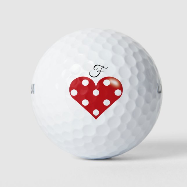 Pelotas De Golf Corazón con puntos de Polka (Anverso)