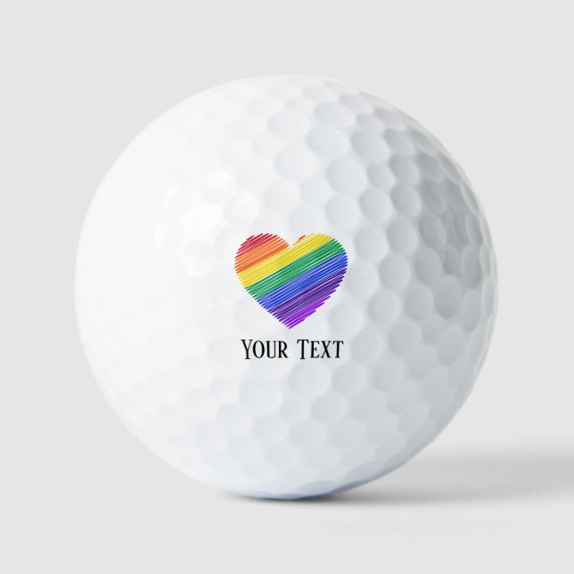 Pelotas De Golf Corazón de amor arcoiris (Anverso)