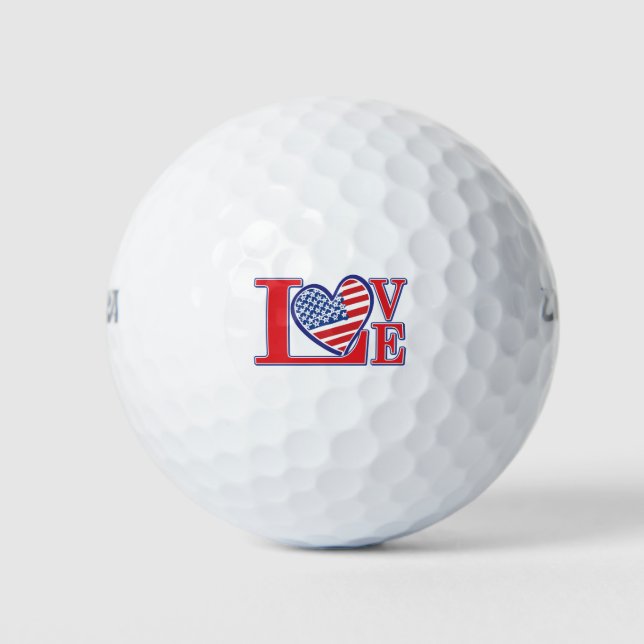 Pelotas De Golf Corazón de amor de EE. UU. (Anverso)