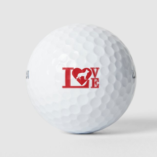 Pelotas De Golf Corazón de amor de pastor alemán (Anverso)