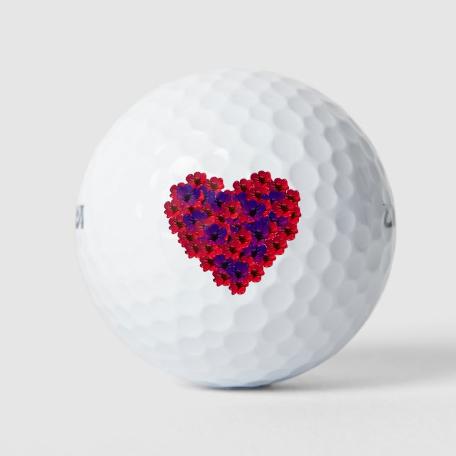 Pelotas De Golf Corazón floral (Anverso)