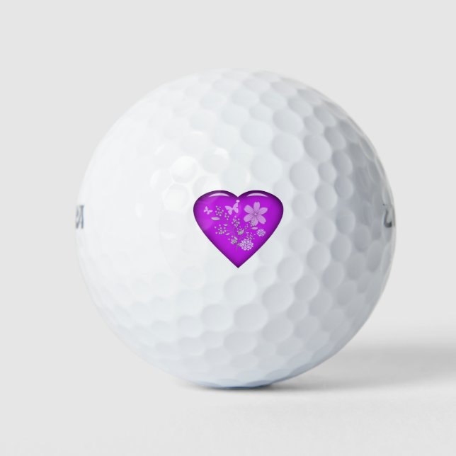 Pelotas De Golf Corazón floral (Anverso)