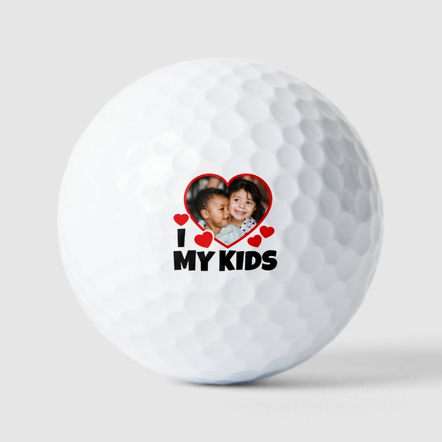 Pelotas De Golf Corazón, foto personalizada de mis hijos (Anverso)