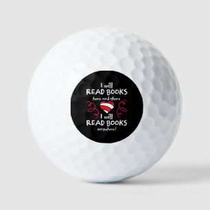 Pelotas De Golf Corazón Libros. Amantes del Libro. Leer Más Libros