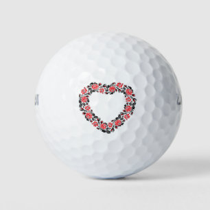 Pelotas De Golf Corazón original de flores rojas costillas