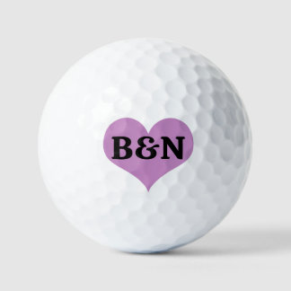 Pelotas De Golf Corazón Púrpura y tus iniciales de monograma de te