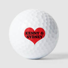 Pelotas De Golf Corazón Rojo de San Valentín con Nombres Personali