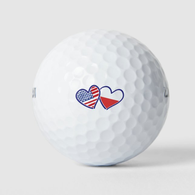 PELOTAS DE GOLF CORAZONES DE BANDERA-ESTADOUNIDENSE (Anverso)