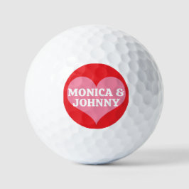 Pelotas De Golf Corazones De San Valentín Rosados Con Nombres Y Fo