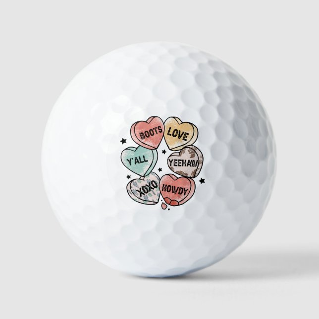 Pelotas De Golf Corazones del tema Cowboy Cowgirl (Anverso)