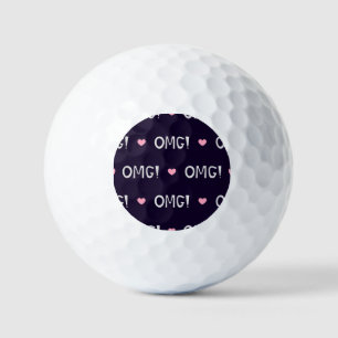 Pelotas De Golf Corazones, texto OMG, lindo patrón