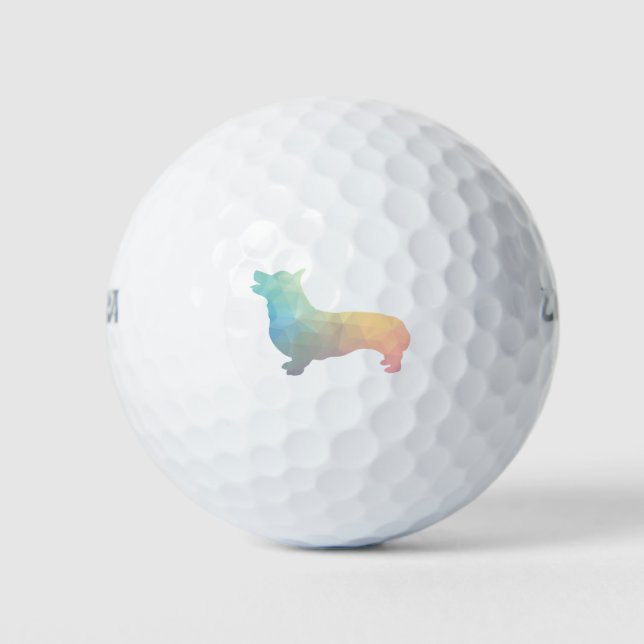 Pelotas De Golf Corgi Dog Patrón geométrico Silhouette Pastel (Anverso)