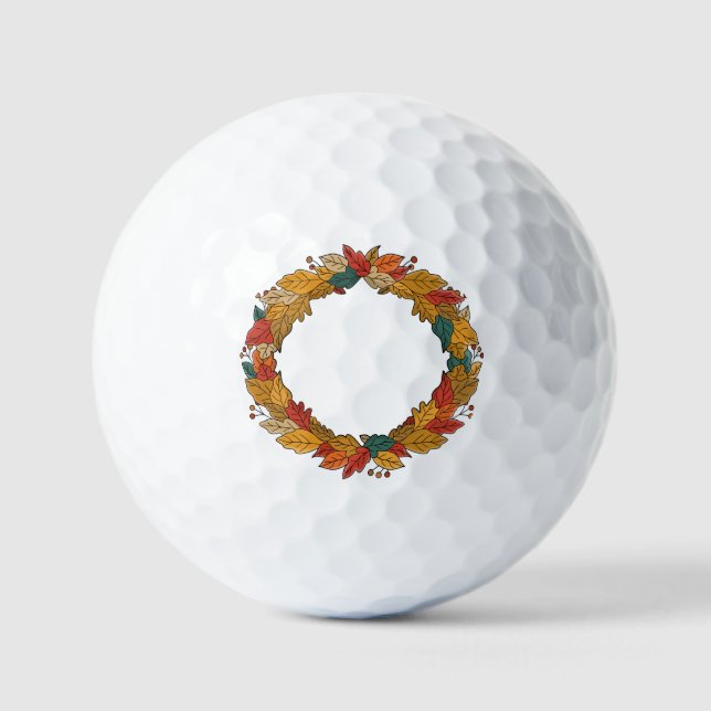 Pelotas De Golf Corona de hojas de otoño circular (Anverso)