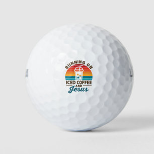 Pelotas De Golf Corriendo con el café helado y Jesús retro