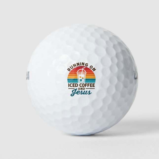 Pelotas De Golf Corriendo con el café helado y Jesús retro (Anverso)