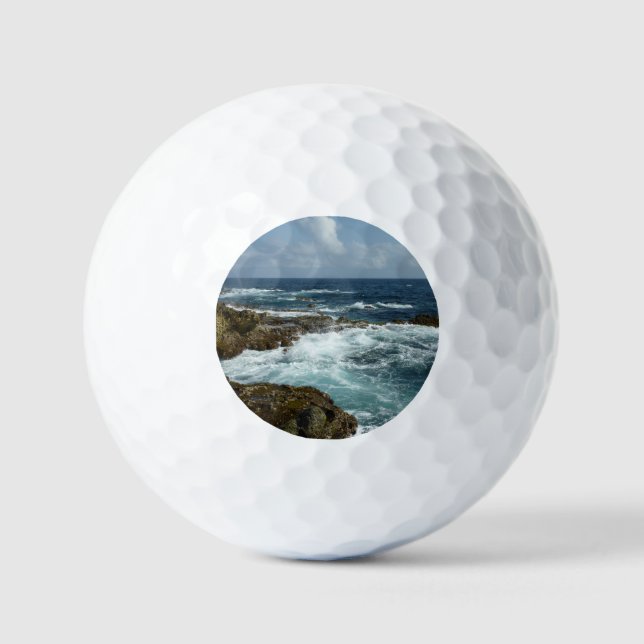 Pelotas De Golf Costa Rocosa y Océano Azul de Aruba (Anverso)