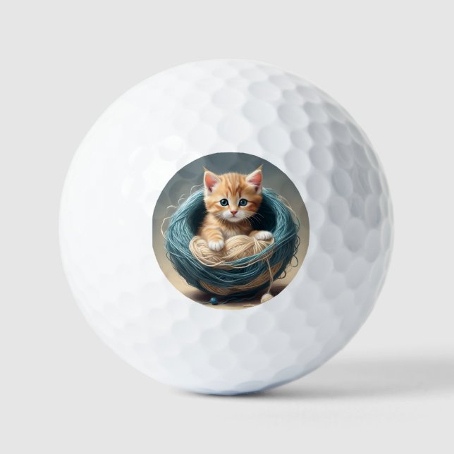 Pelotas De Golf "Cozy Cuddle: El triste retiro del gatito" (Anverso)