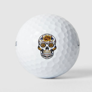 Pelotas De Golf Cráneo de azúcar rosa amarillo