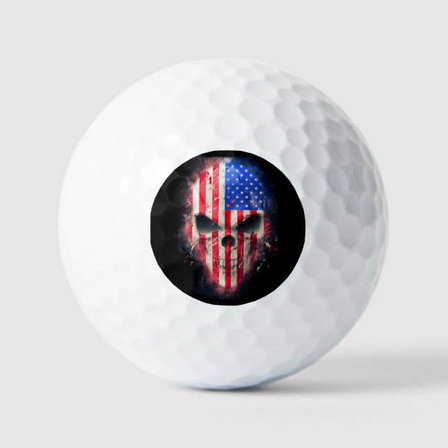Pelotas De Golf Cráneo de Bandera Americana (Anverso)