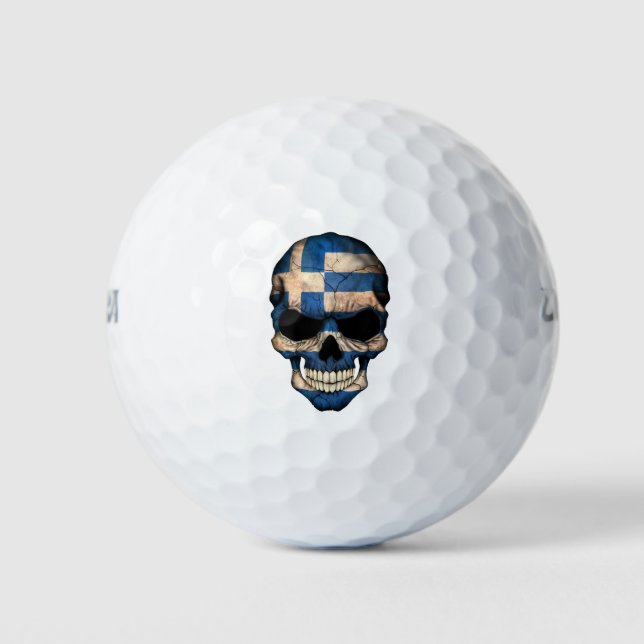 Pelotas De Golf Cráneo de la bandera griega del personalizable (Anverso)